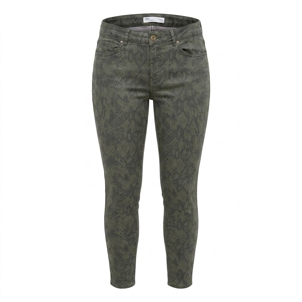 Zara Gray Snakeskin Animal Print Skinny Jeans Women Size 8